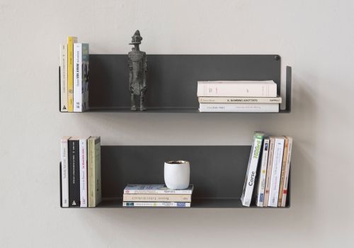 Wall Bookshelf Gray 60 x 15 cm - Set of 2 Grey shelves - 1