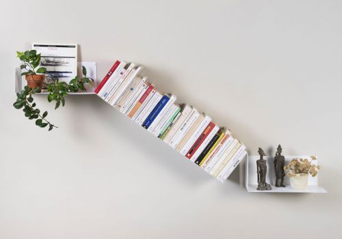 Librería de diseño - Blanco Estantería de metal - Asimétrica Estantes para libros - 4