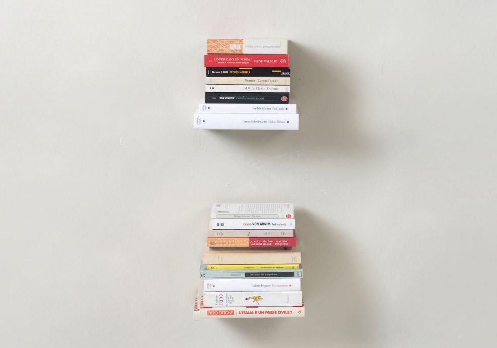 Mensola per libri - Piccola mensola invisibile 12 x 12 cm - Bianco - Set di  2
