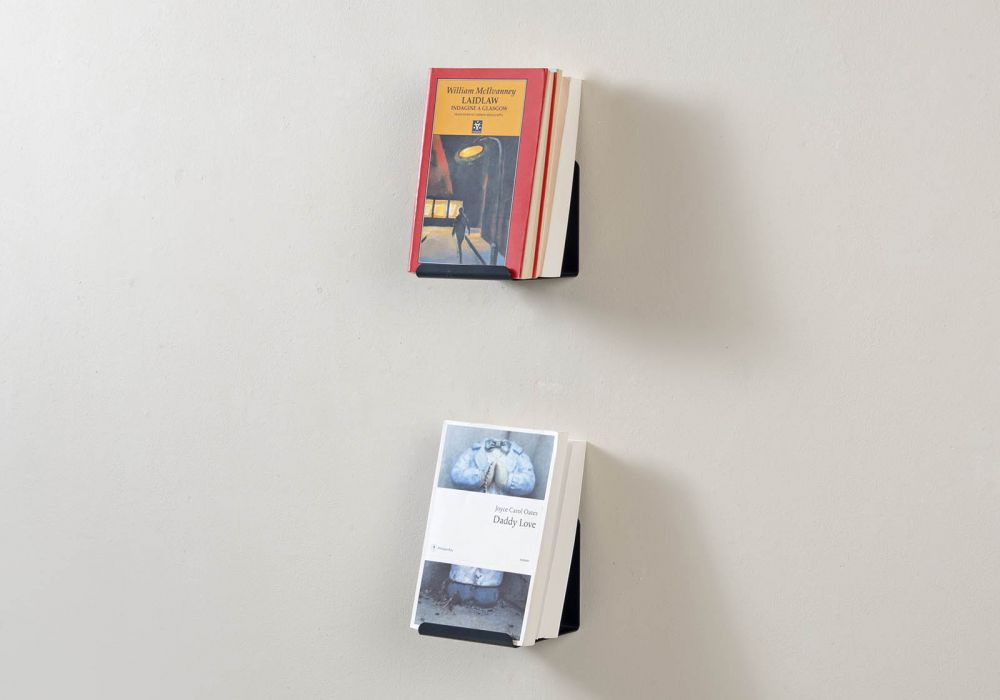 Bookshelf -  Small invisible bookshelf 4,7 x 4,7 inches - Grey - Set of 2 Small shelf - 1