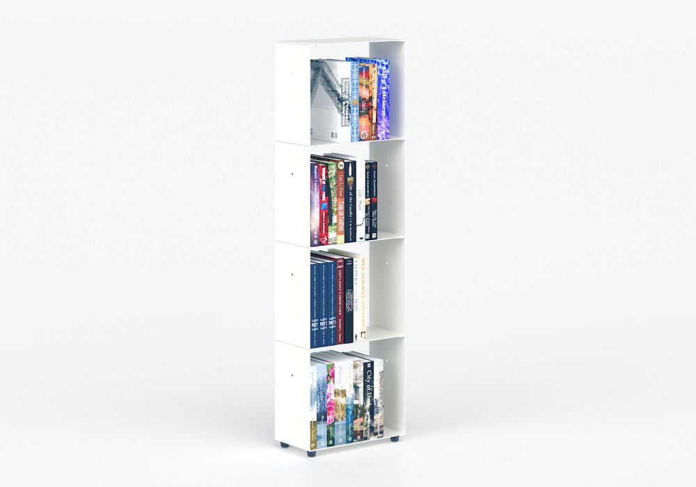 Bücherregal 30 cm - weißes Metall - 4 Ebenen Bücherschrank - 1