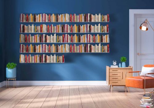 Bücherregal - Weiß Bücherschrank Metall 60 cm - Satz von 18 Designer-Wandboard - 2