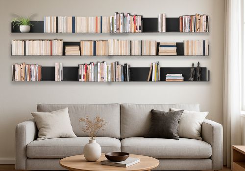 Bookcase - Wall bookshelves 60 cm - Set of 12 - Gray Wall bookcase - 2