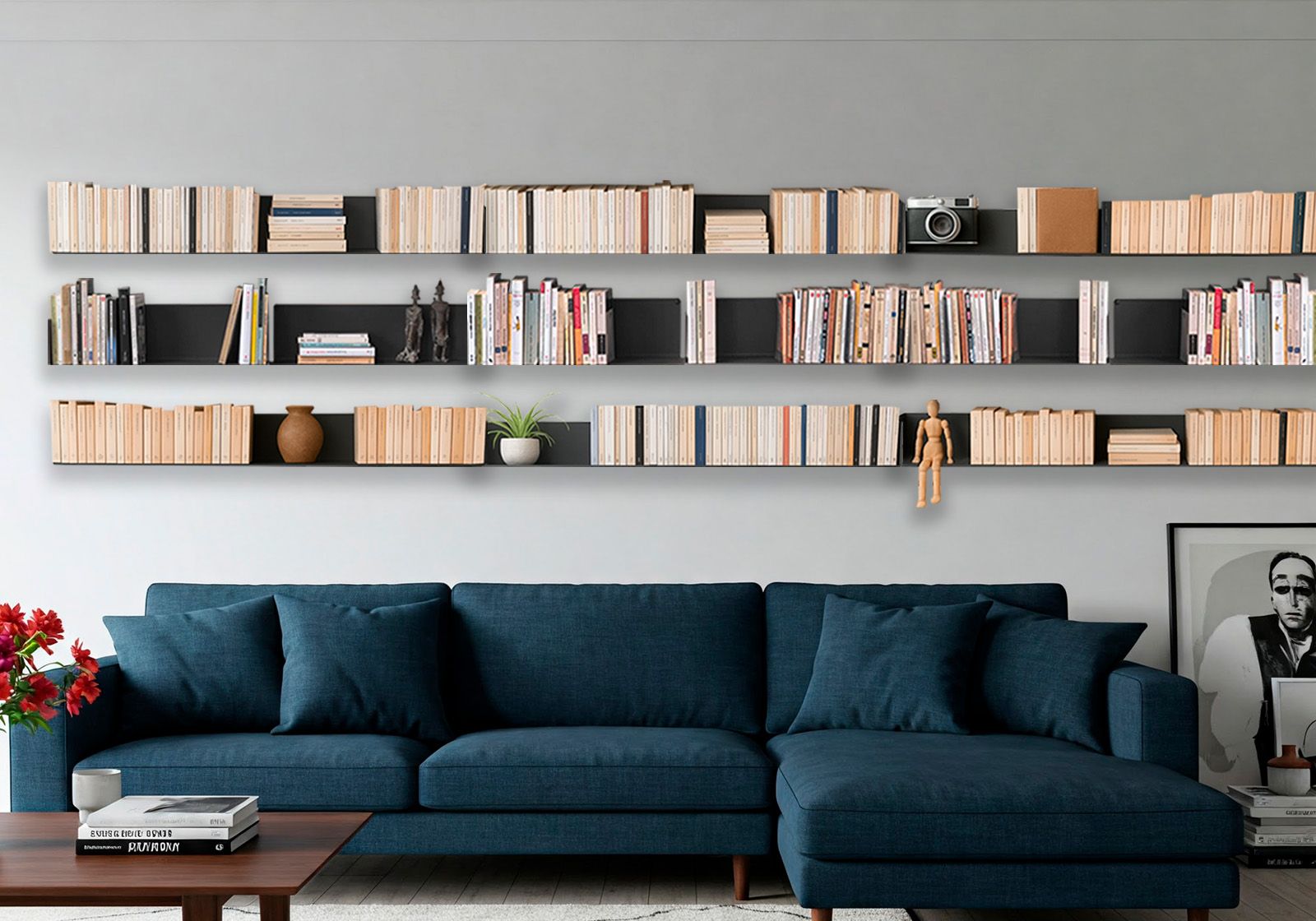 Bücherregal - Grau Bücherschrank Metall 60 cm - Satz von 18 Graue Regale - 2