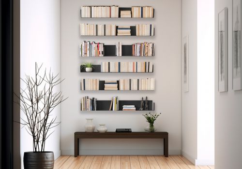 Bookscase - Floating Bookshelves 17,71 inches - Set of 12 - Gray Wall bookcase - 1