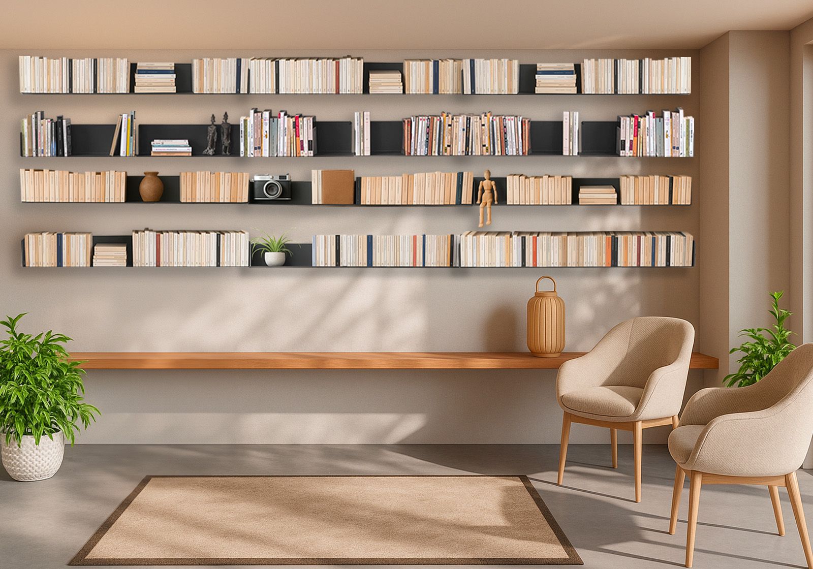 Bookscase - Floating Bookshelves 17,71 inches - Set of 24 - Gray Grey shelves - 1