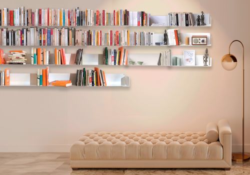 Bookcase - Wall bookshelves 60 cm - Set of 18 - White Bookshelves - 1