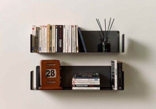 Bücherregale 60 x 15 cm - Industrie-Schwarz - Satz von 2 - Stahl Bücherregal - 4