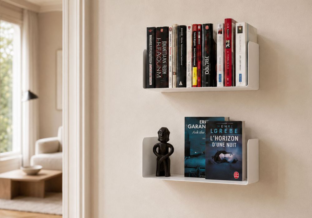 Petite étagère blanche - Étagère pour livre - 30 x 15 cm - Lot de 2 Étagère livre - 2