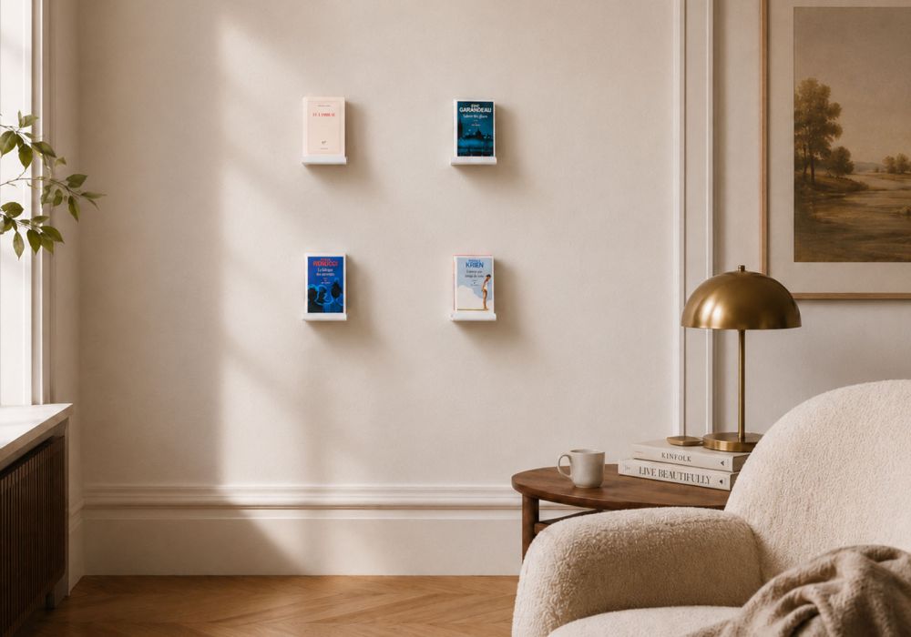 Petite étagère murale blanche - Étagère livres - invisible - 12 x 12 cm - Lot de 4 Étagère murale blanche - 2