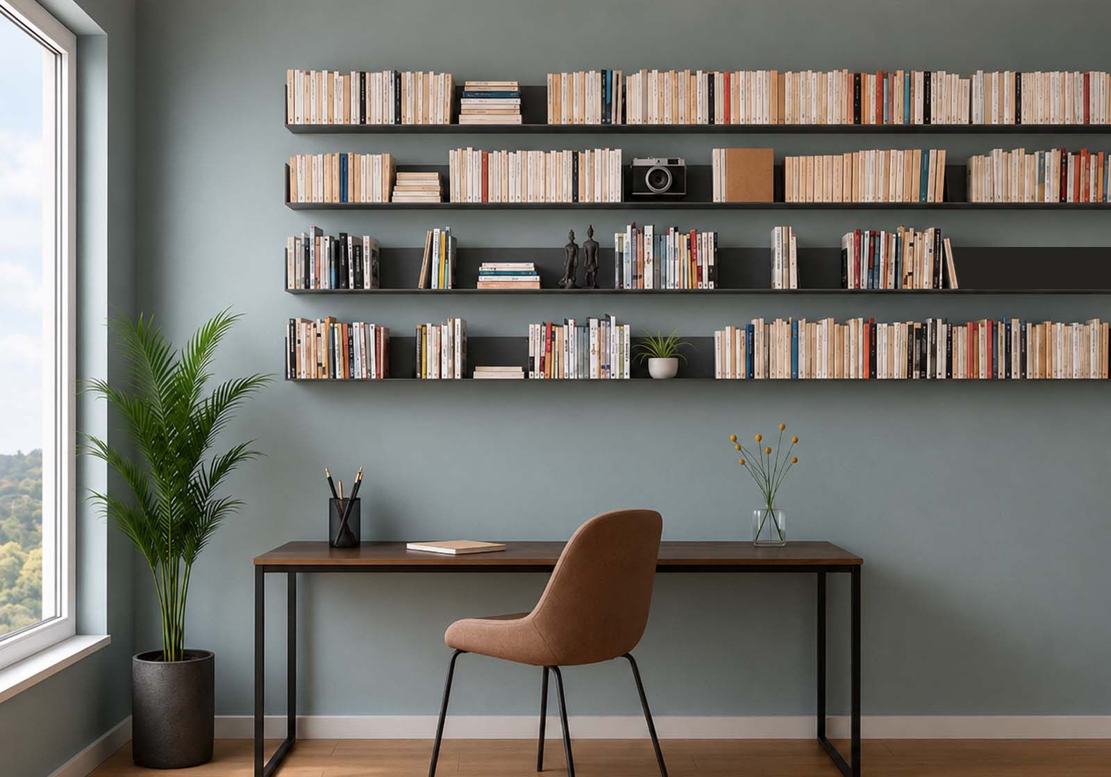 Bookscase - Floating Bookshelves 17,71 inches - Set of 18 - Gray Grey shelves - 1