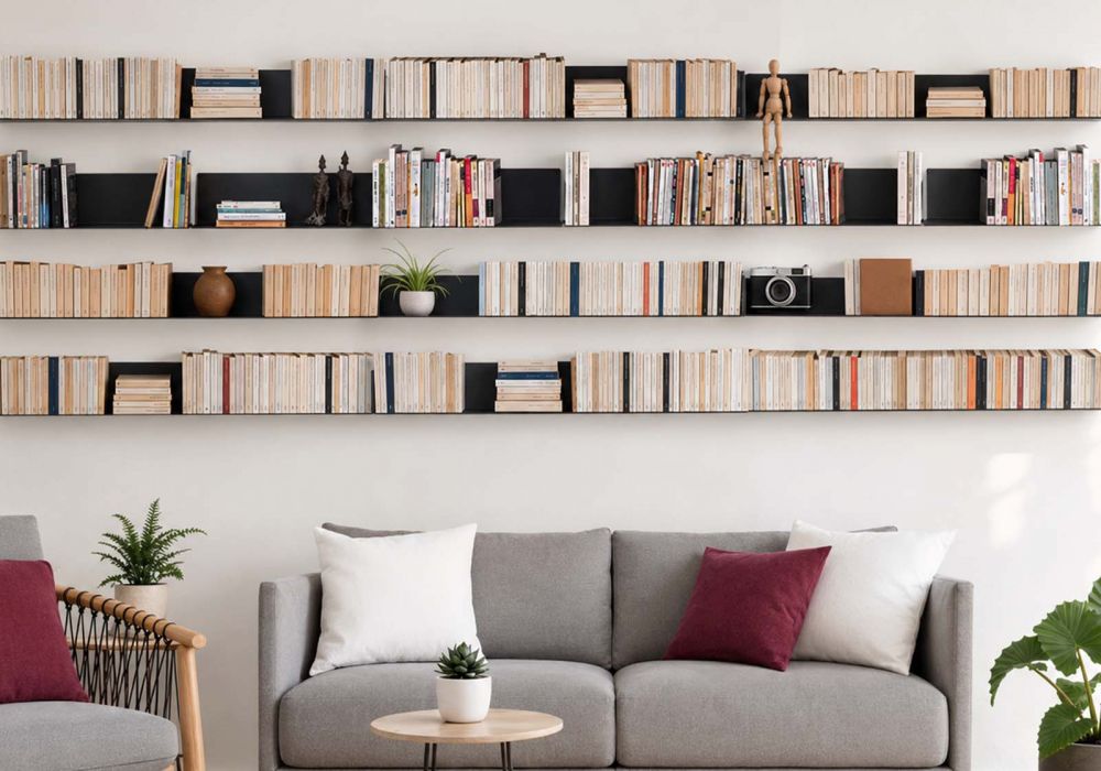 Bookcase Grey - 60 cm - Set of 24 Grey shelves - 1