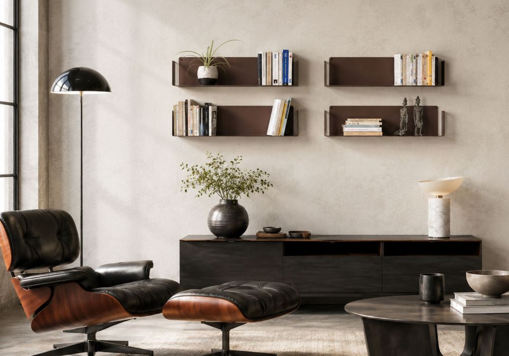 Floating shelves rust colour - 60 x 15 cm - Set of 4 Rust color shelves - 1