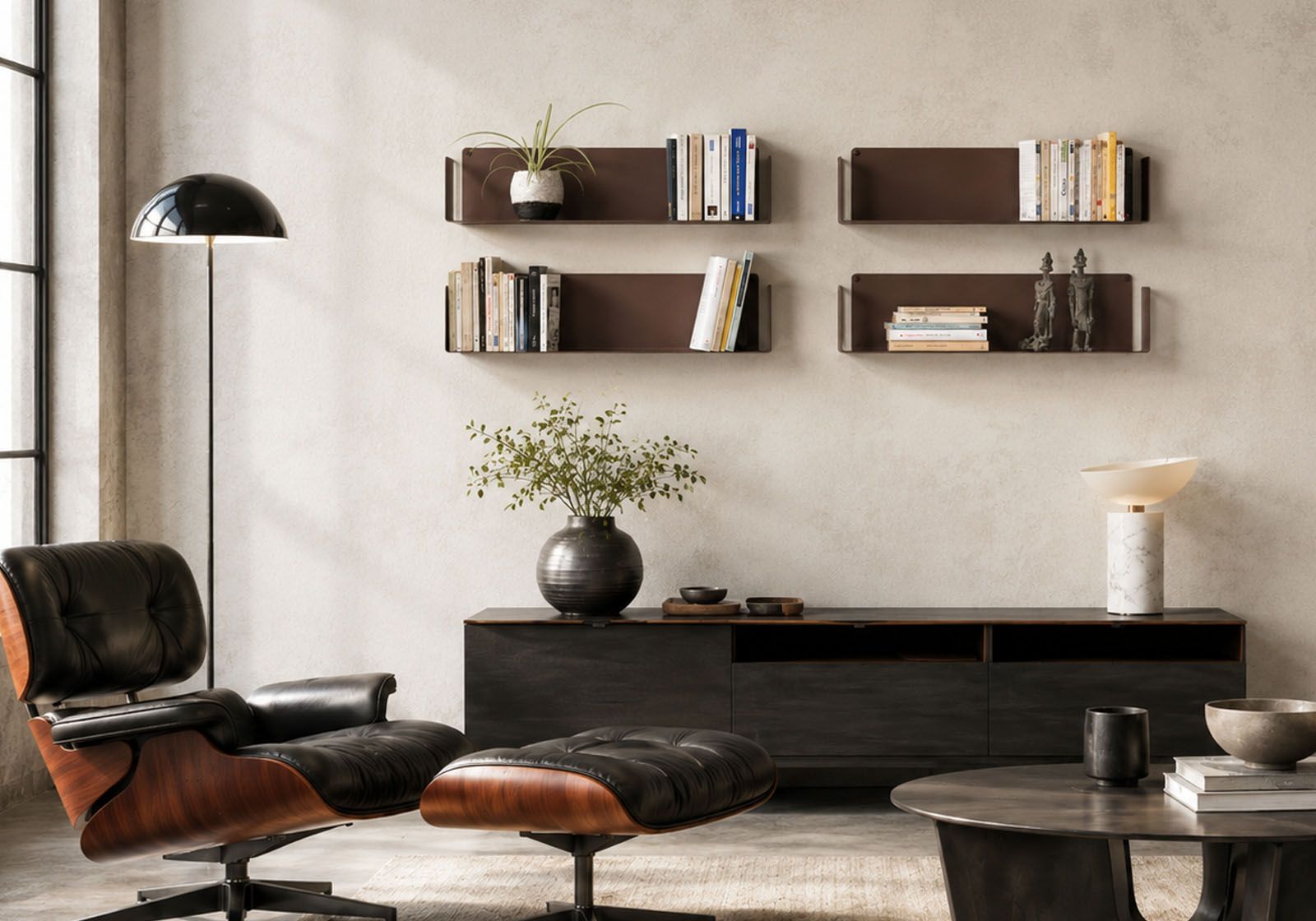 Floating shelves rust colour - 60 x 15 cm - Set of 4 Rust color shelves - 1