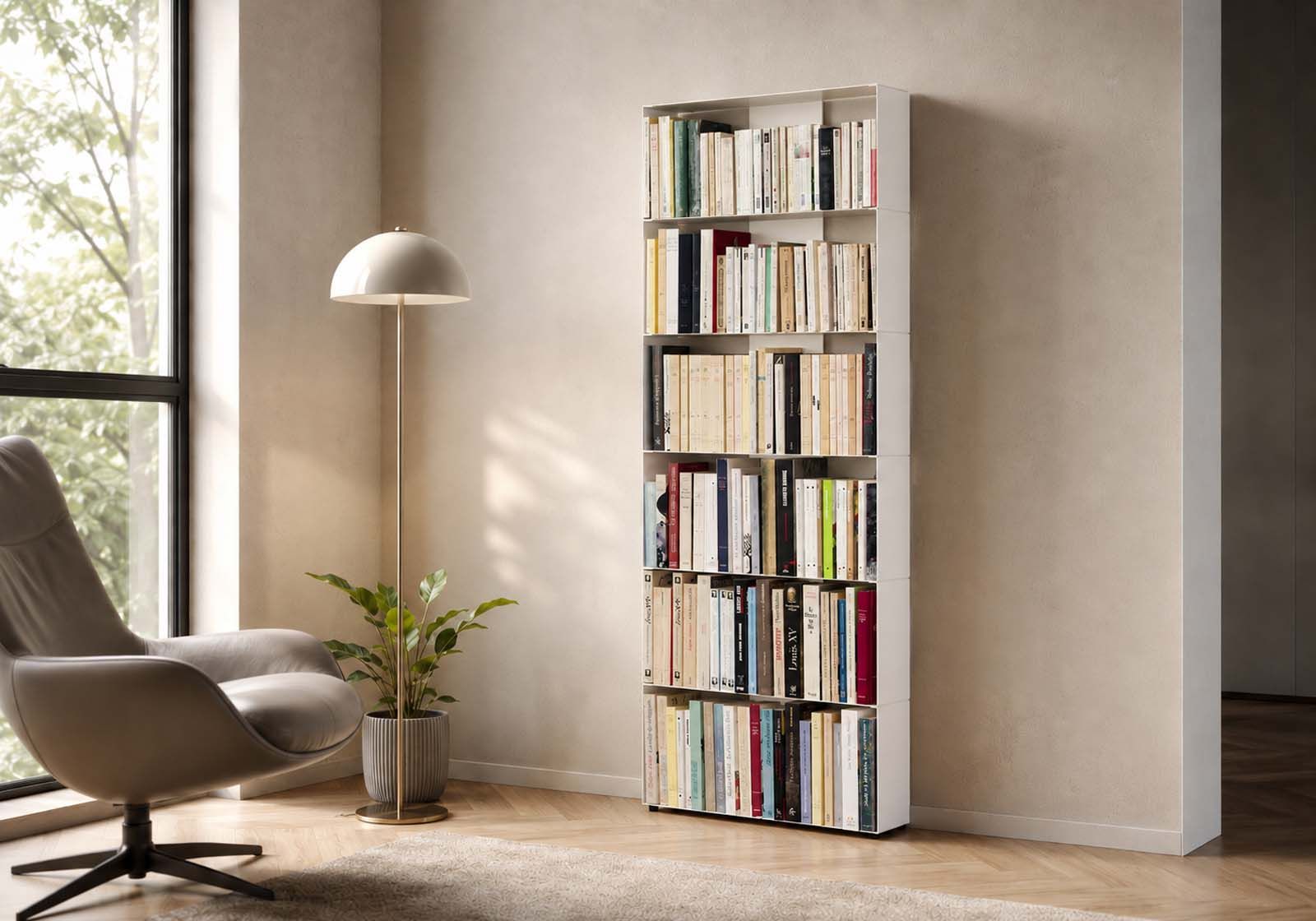 Tall bookcase white 60 cm - 6 shelves Bookcases - 1