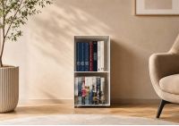 Bibliothèque basse 30 cm - métal blanc - 2 niveaux Bibliothèque - 1