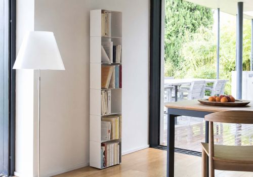 Narrow Bookcase 30 cm - white metal - 6 levels Bookcases - 1