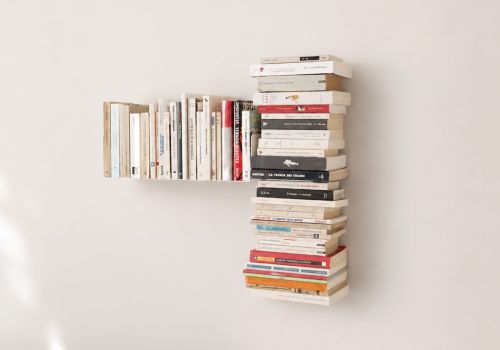 Asymmetrisches Bücherregal "T" LINKS - 60x60 cm - Stahl Bücherregal wand - 1