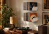 Étagère vinyle murale - Fixation invisible - Acier - Blanc - Lot de 2 Rangement vinyle - 4