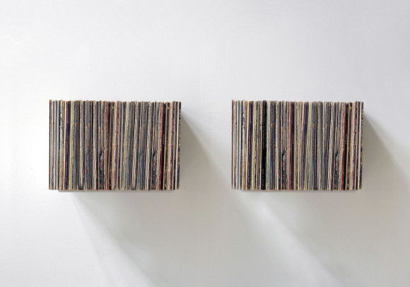 Étagère vinyle murale - Fixation invisible - Acier - Blanc - Lot de 2