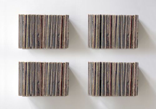 Étagère vinyle murale en acier blanc avec disques vinyles 33 tours, lot de 4