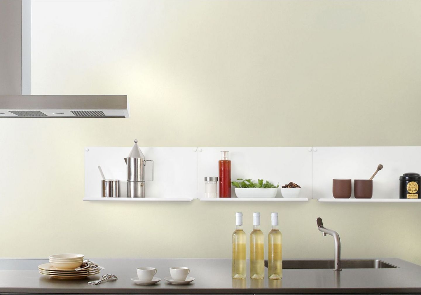 Étagère murale de cuisine "LE" - ot de 2 - 45x10 cm - Acier - Blanc