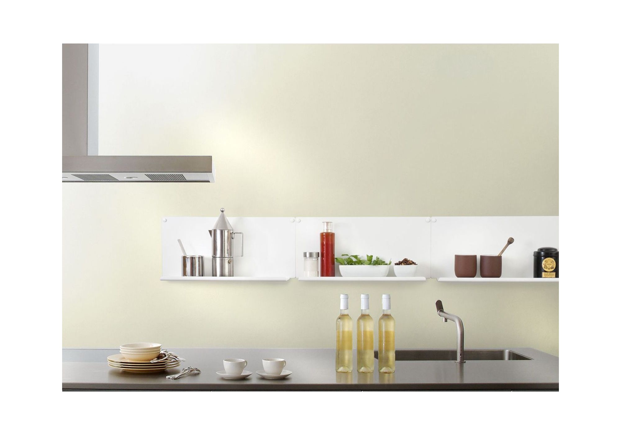 Étagère murale de cuisine "LE" - ot de 2 - 45x10 cm - Acier - Blanc