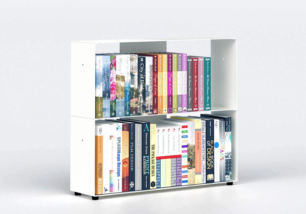 Librerias muebles 60 cm - metal blanco - 2 niveles