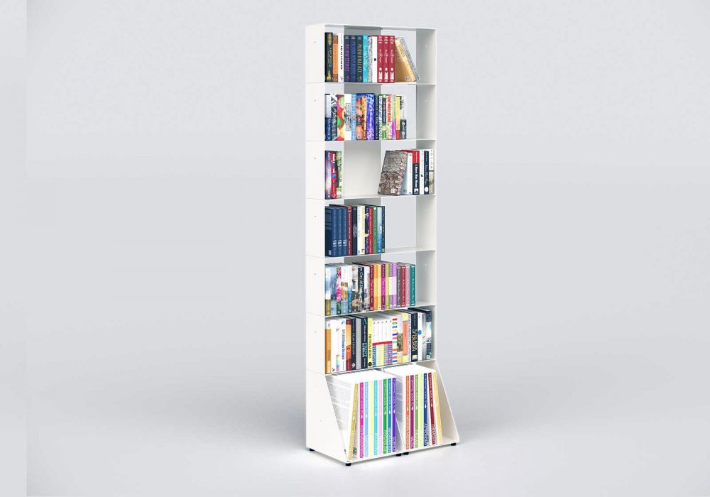 Tall bookcase white W60 H185 D32 cm 7 shelves 