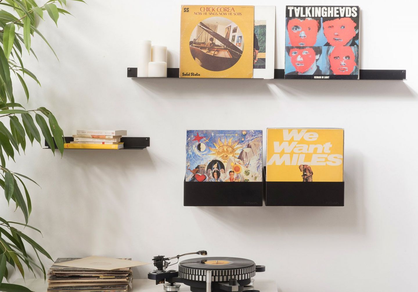 Buy the Vinyl Storage Wall Shelf Set of 2 Black