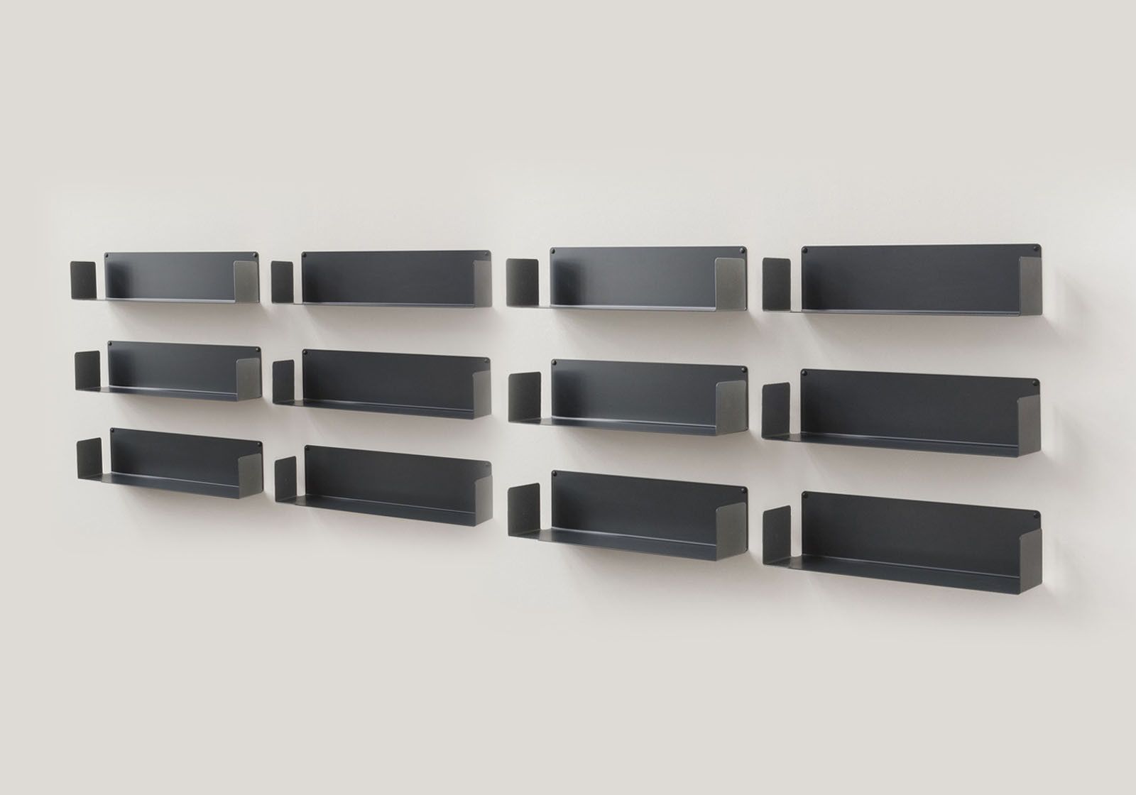 Bookcase Gray - 60 cm - Set of 12 Grey shelves - 1