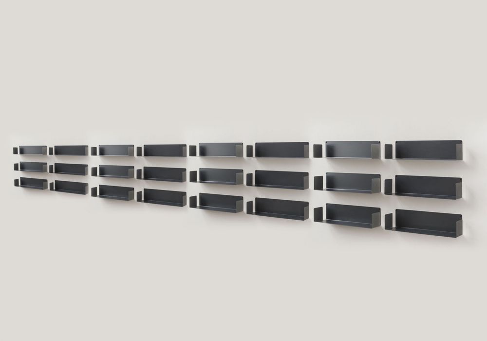 Estantes de pared Gris "U" - 60 cm - Juego de 24 Estantes grises - 1