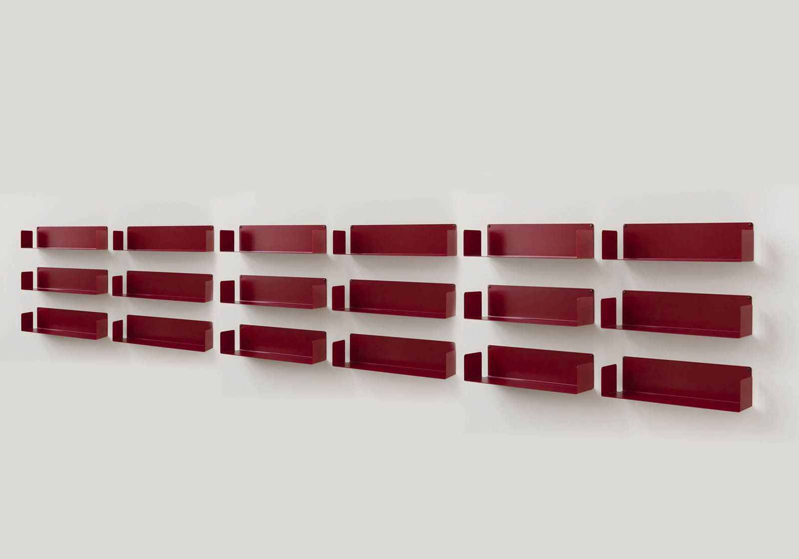 Floating shelves Red 23,62 inches long - Set of 18 Red shelves - 1