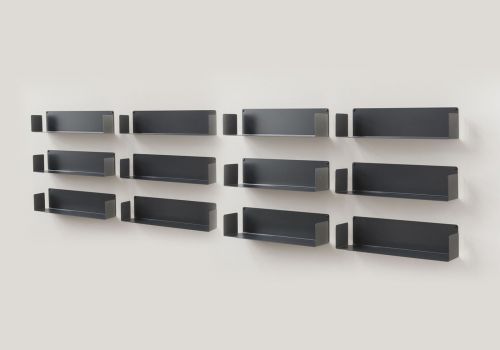 Estantes de pared Gris "U" - 60 cm - Juego de 12 Estantes grises - 1