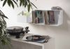 Rangement vinyle en métal blanc pour rangement de disques vinyles